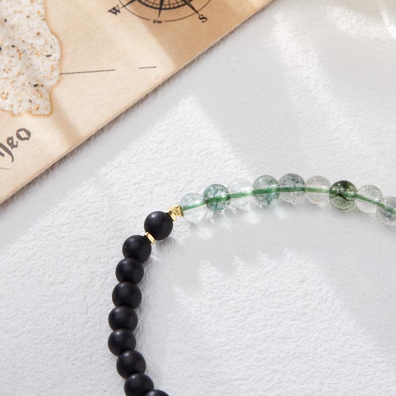 Agarwood Bracelet S925 Silver Five Strands White Crystal Double Circle Bracelet High-end Buddhist Bead Bracelet