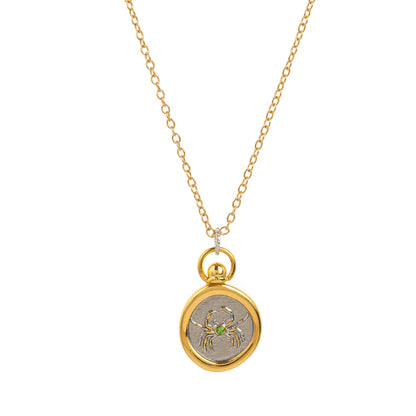 European and American 12 Zodiac Sign Stamp Color Retention Casting Plated 18K Gold Contrast Pendant Necklace for Women Twelve Zodiac Sign Necklace