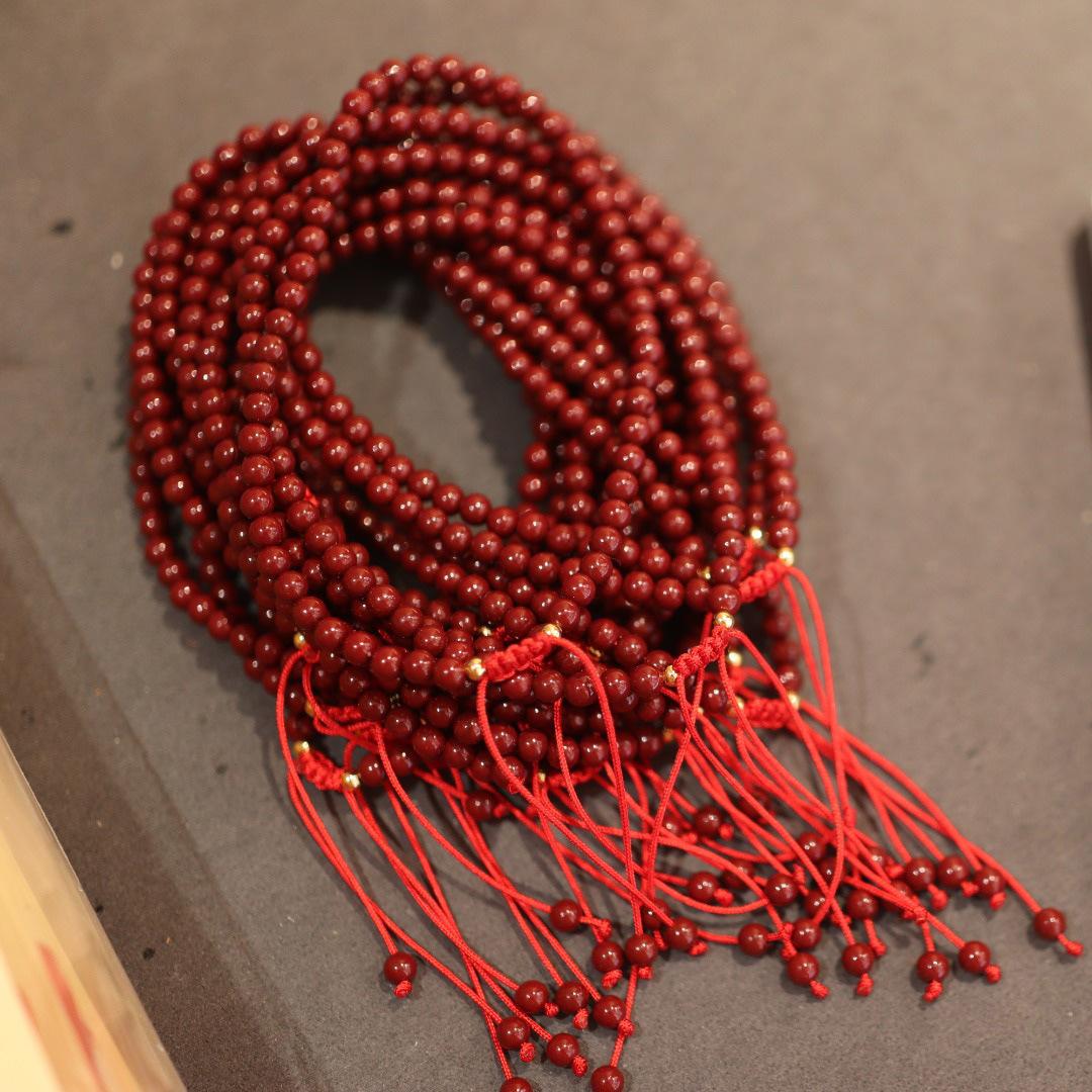 Natural Raw Mineral Birth Year Cinnabar Bracelet Red Luck Purple Gold Sand Design Braided Bracelet Lucky Red Rope