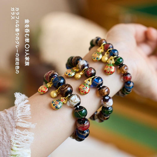 Incense Ash Glazed Bracelet Five-Color Incense Ash Family of Three Perfect Harmony Gold-Devouring Beast Palace Bracelet