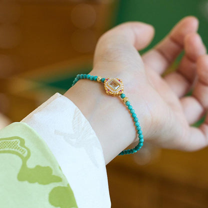 Natural Turquoise Bracelet for Women S925 Silver Inlaid Blue Water Jade Exquisite Texture Bracelet Best Friend Gift