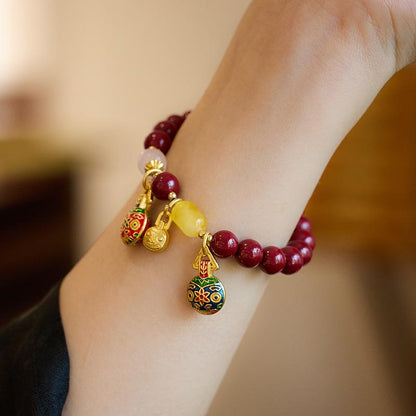 Natural Raw Mineral Purple Gold Sand Cinnabar Bracelet for Women, Gold-Sucking Beast Perfect Bracelet, Zodiac Year Gift