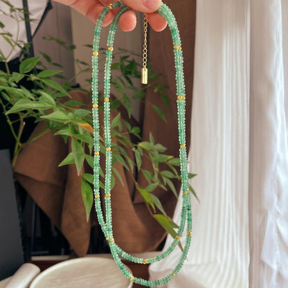 Vintage Natural Dongling Jade UFO Bead Long Necklace with Atmosphere and Multiple Wearing Methods Choker