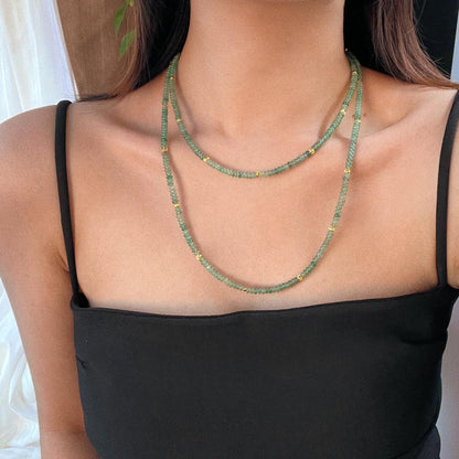 Vintage Natural Dongling Jade UFO Bead Long Necklace with Atmosphere and Multiple Wearing Methods Choker