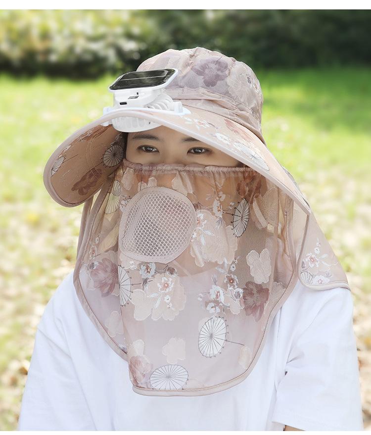 Suitable for Adults Summer Solar Digital Display Charging Fan Hat Wide Brim Greenhouse Work Farming Tea Picking Sunshade Sun Protection Hat