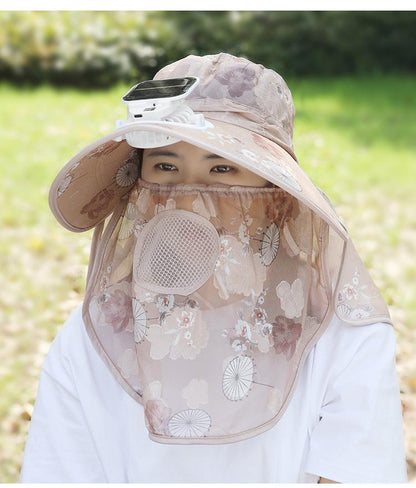 Suitable for Adults Summer Solar Digital Display Charging Fan Hat Wide Brim Greenhouse Work Farming Tea Picking Sunshade Sun Protection Hat