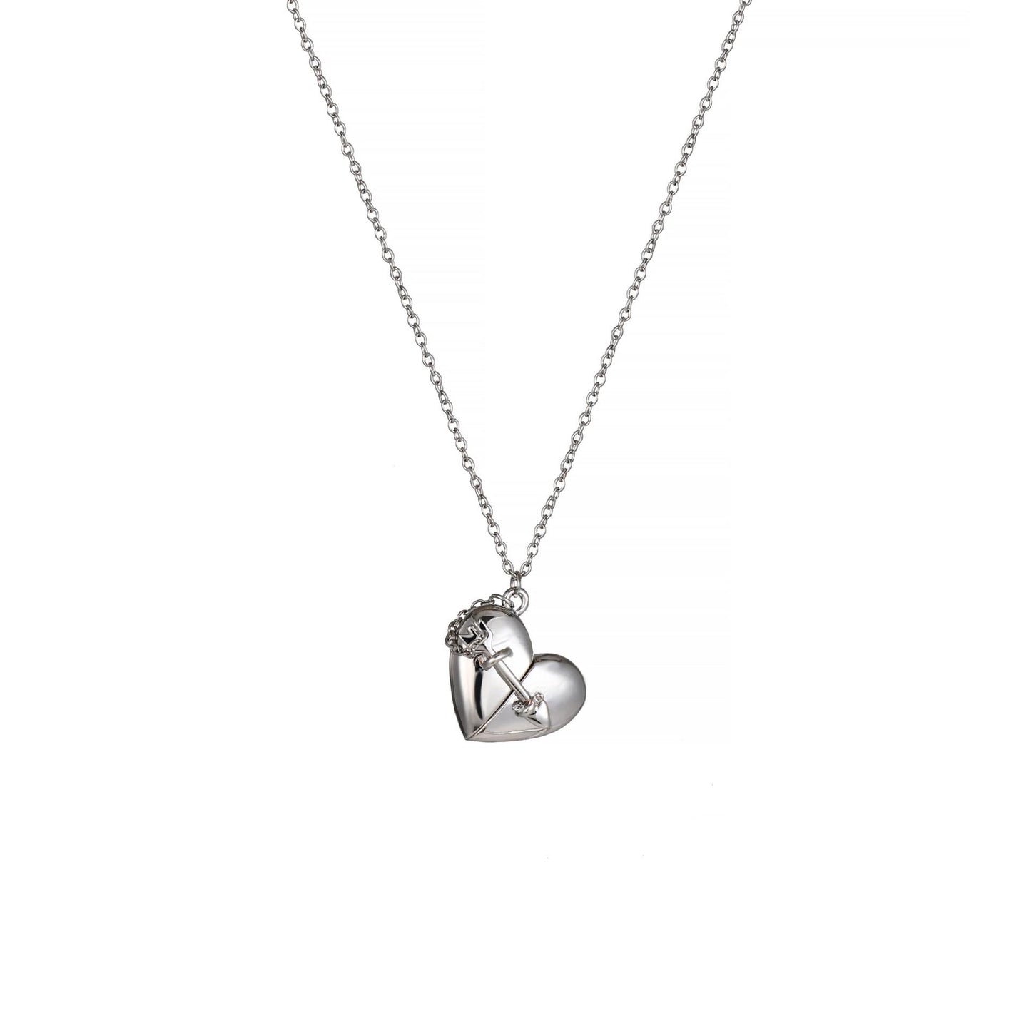 Valentine's Day Design Heart-shaped Pendant Necklace Commemorative Open and Close Heart Pendant Clavicle Chain Copper Plated with 18K Gold