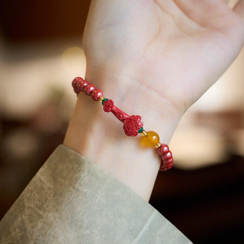 Xiangxi Original High-Content Imperial Sand Bracelet Good Luck and Success Cinnabar Bracelet Zodiac Year Gift
