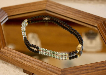 Agarwood Bracelet S925 Silver Five Strands White Crystal Double Circle Bracelet High-end Buddhist Bead Bracelet