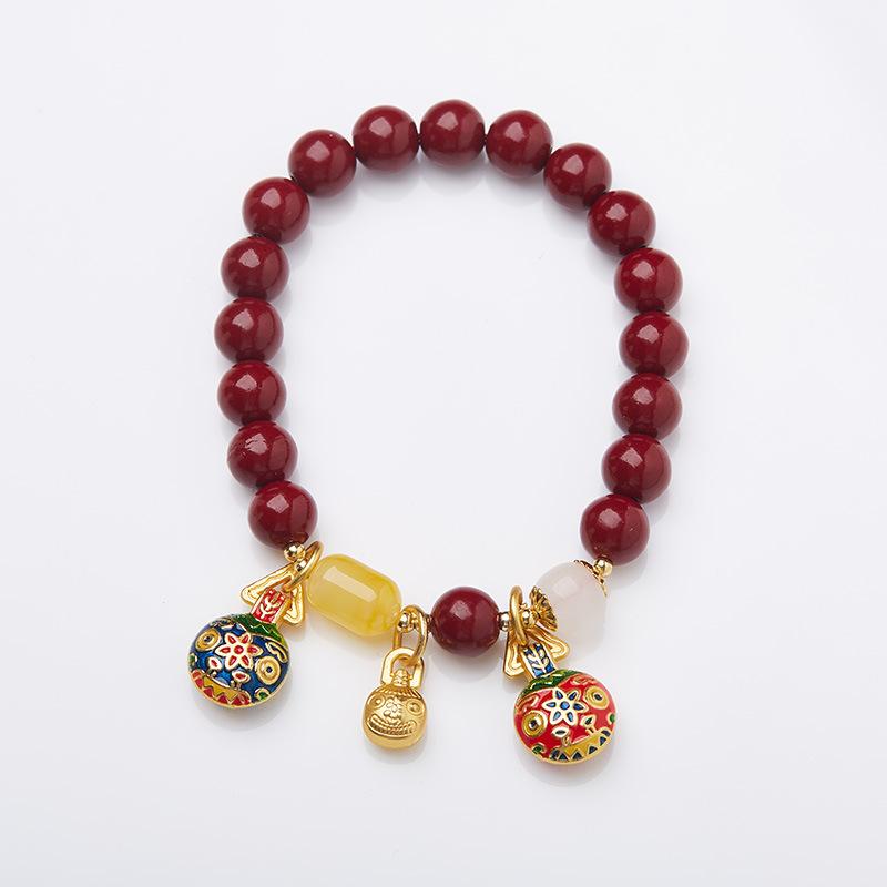 Natural Raw Mineral Purple Gold Sand Cinnabar Bracelet for Women, Gold-Sucking Beast Perfect Bracelet, Zodiac Year Gift