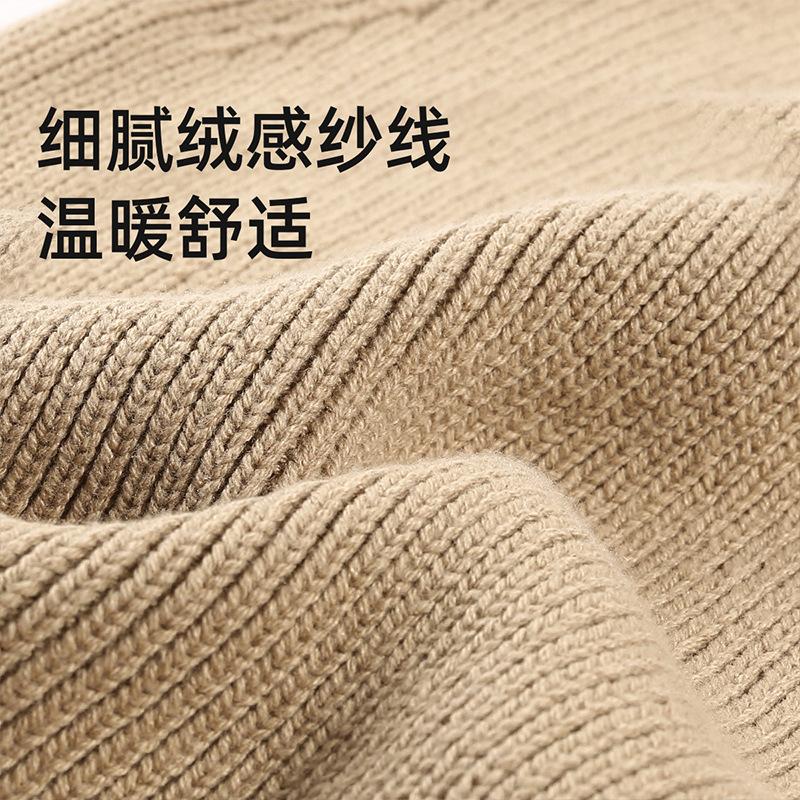Couple Style Knitted Hat Simple Large Head Circumference Wool Hat Men Korean Version Trendy Cold Hat Autumn Winter Head Wrap Hat