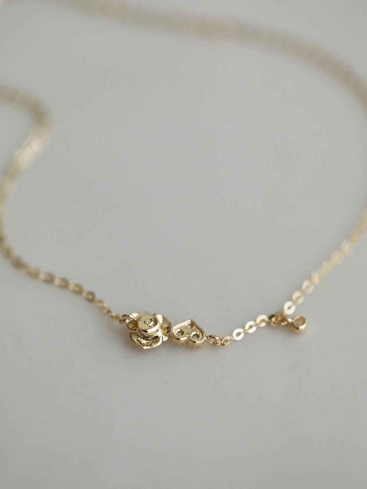 Rose Flower S925 Silver Plated 14K Gold Fine Sparkling Rose Heart Ultra-Thin Bracelet Gift