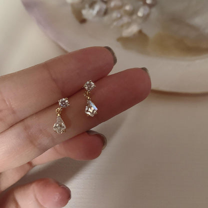 S925 Sterling Silver 14K Gold Plated Mini Earrings for Women Japanese Retro Versatile Commuting Simple Personality Temperament
