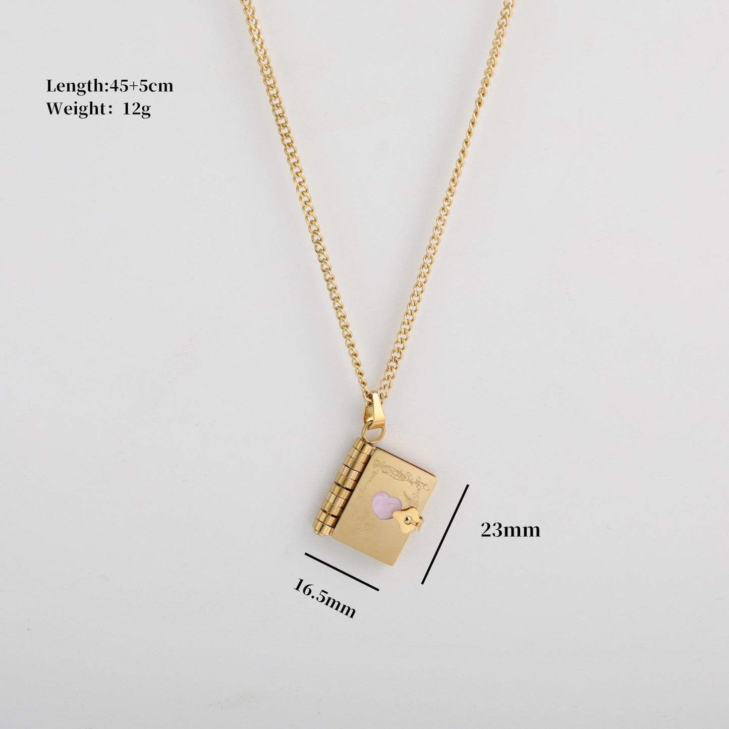 Valentine's Day Design Heart-shaped Pendant Necklace Commemorative Open and Close Heart Pendant Clavicle Chain Copper Plated with 18K Gold