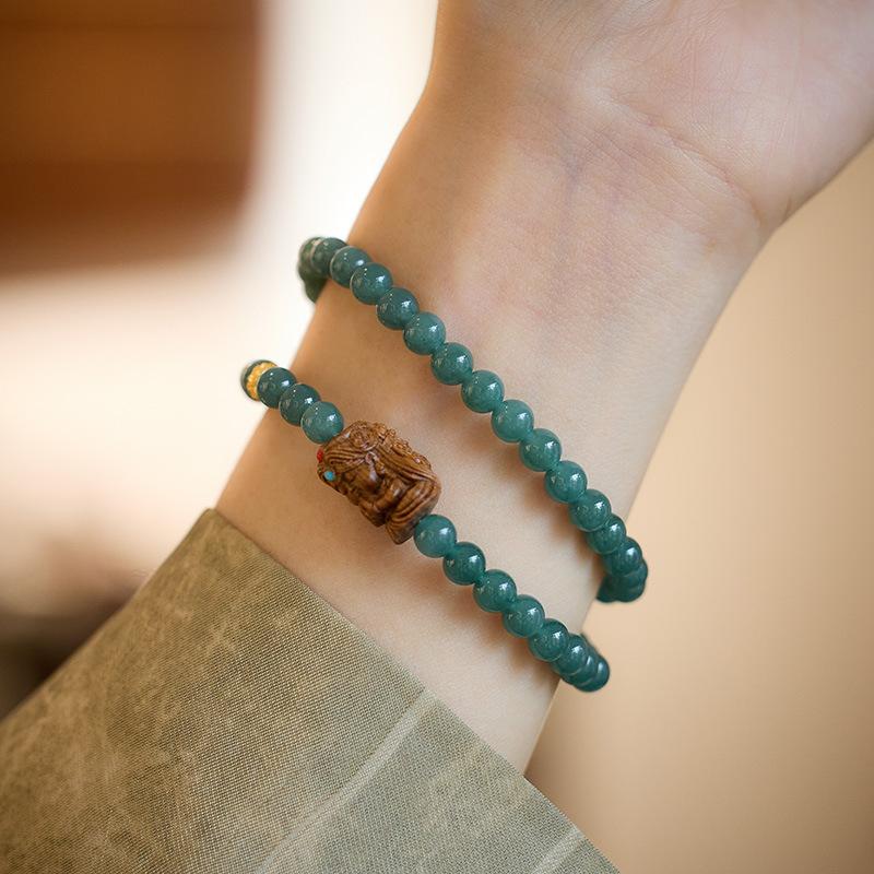 Natural Blue Water Jade Bracelet for Women Zakira Ram New Chinese Style Double Circle Bracelet Zakira Empress Tibetan Style Bracelet