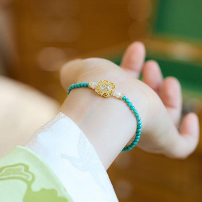 Natural Turquoise Bracelet for Women S925 Silver Inlaid Blue Water Jade Exquisite Texture Bracelet Best Friend Gift