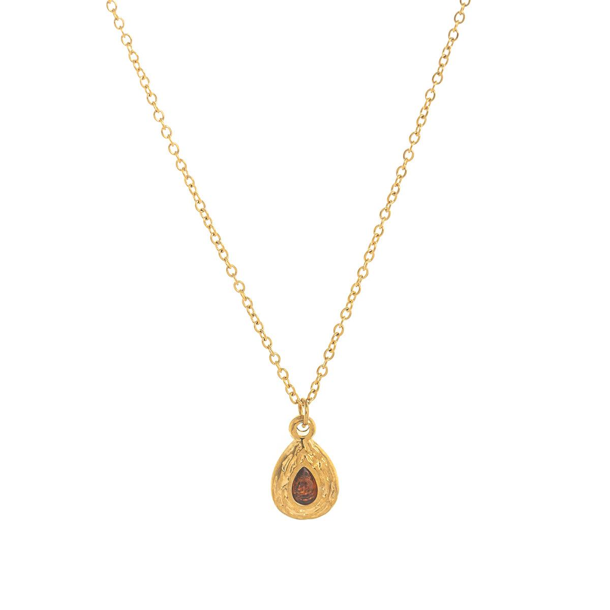 Titanium Steel Color Retention In Stock December Birthstone Irregular Pendant Necklace Round Coin Necklace