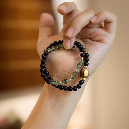Agarwood Bracelet S925 Silver Five Strands White Crystal Double Circle Bracelet High-end Buddhist Bead Bracelet