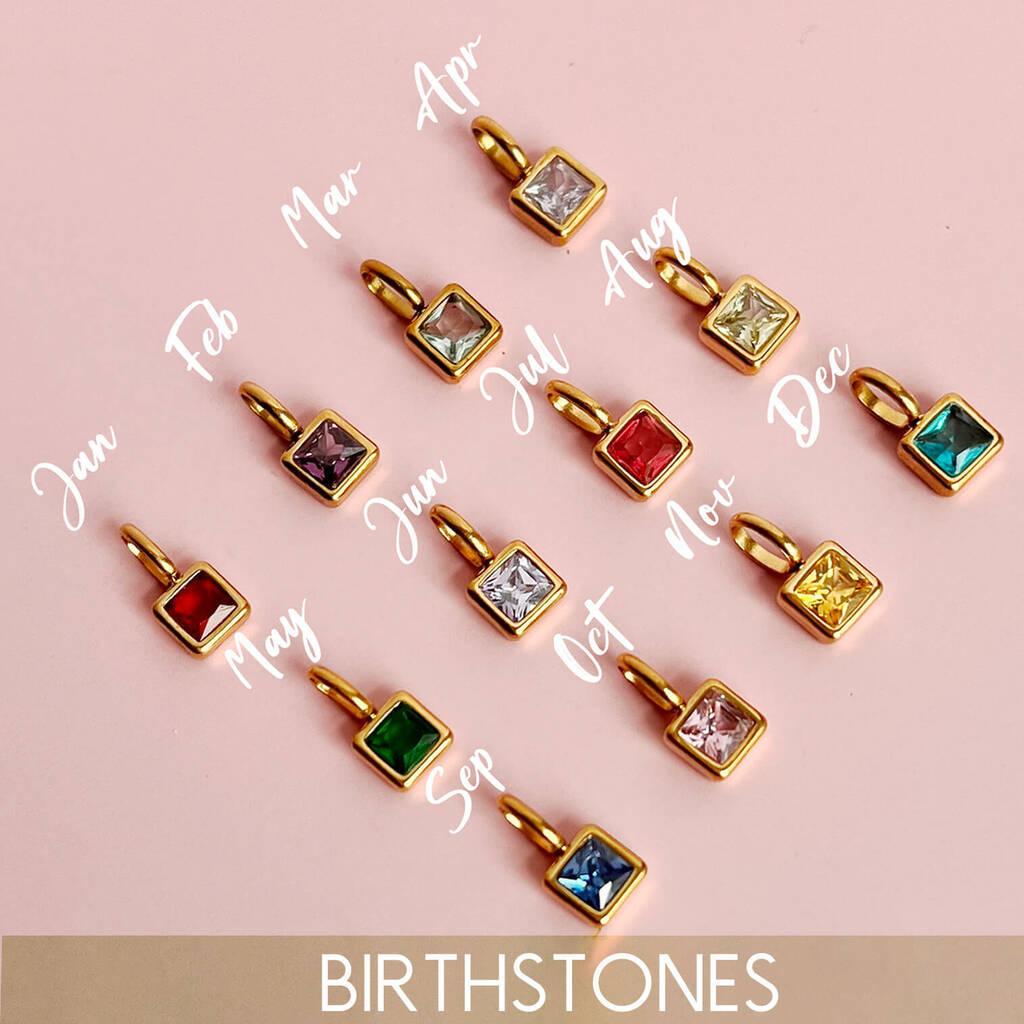 Titanium Steel 12 Birthstone Pendant DIY Accessories Necklace for Women Twelve Colorful Birthstone Cubic Zirconia Pendant