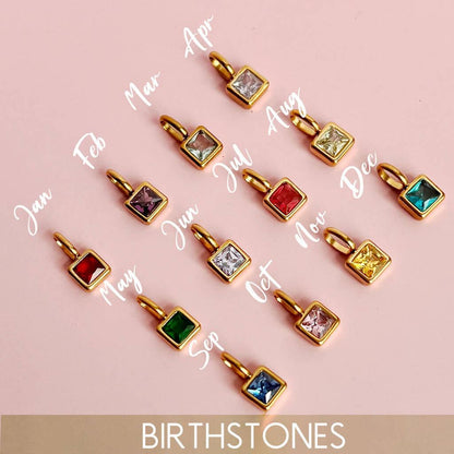 Titanium Steel 12 Birthstone Pendant DIY Accessories Necklace for Women Twelve Colorful Birthstone Cubic Zirconia Pendant