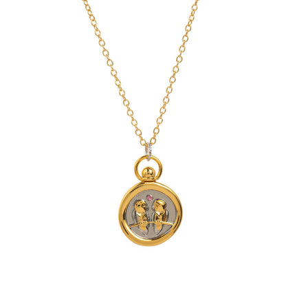 European and American 12 Zodiac Sign Stamp Color Retention Casting Plated 18K Gold Contrast Pendant Necklace for Women Twelve Zodiac Sign Necklace