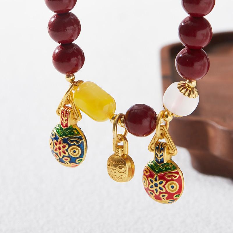 Natural Raw Mineral Purple Gold Sand Cinnabar Bracelet for Women, Gold-Sucking Beast Perfect Bracelet, Zodiac Year Gift