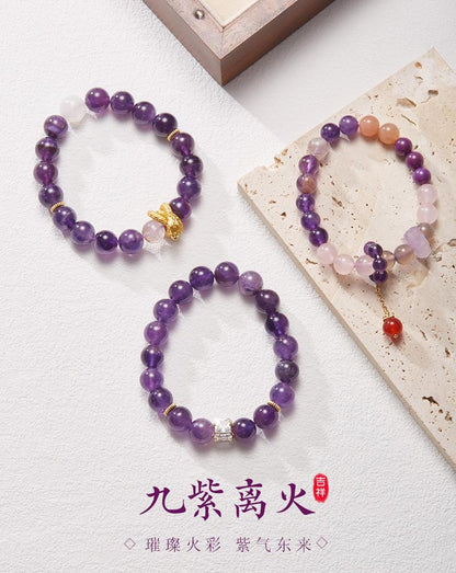 Nine Purple Fire Bracelet for Women Amethyst Purple Phantom Design Crystal Gemstone DIY Bracelet Collection