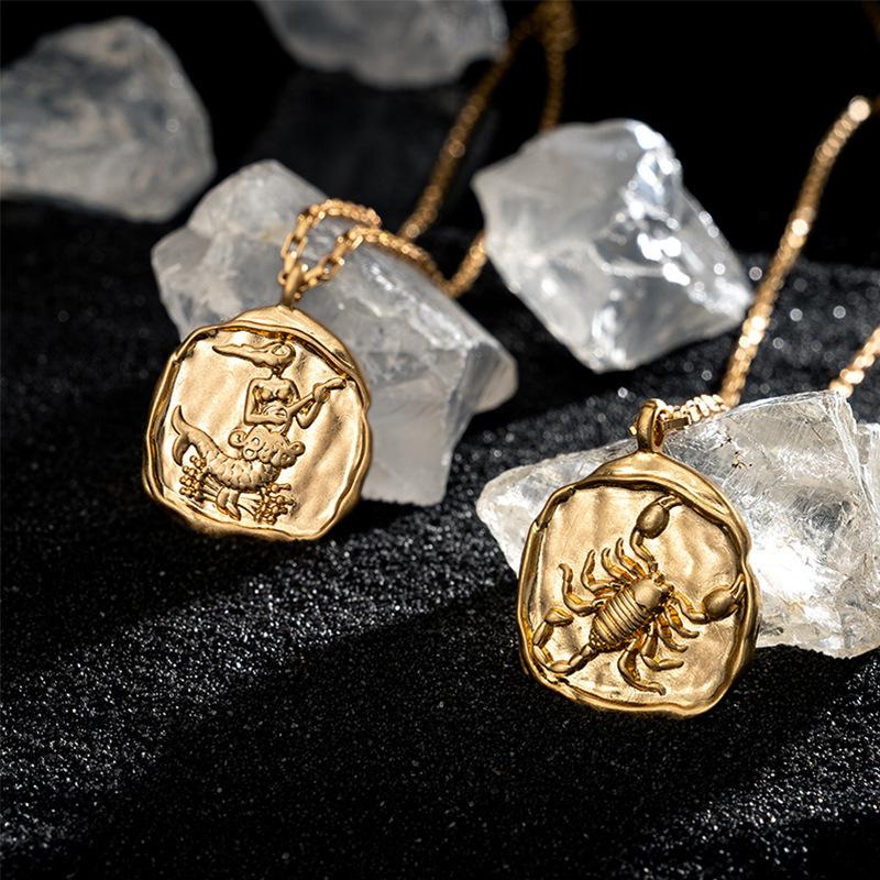 Twelve Constellation Pendant Necklace Furnace Vacuum Electroplating 18k Gold 12 Constellations