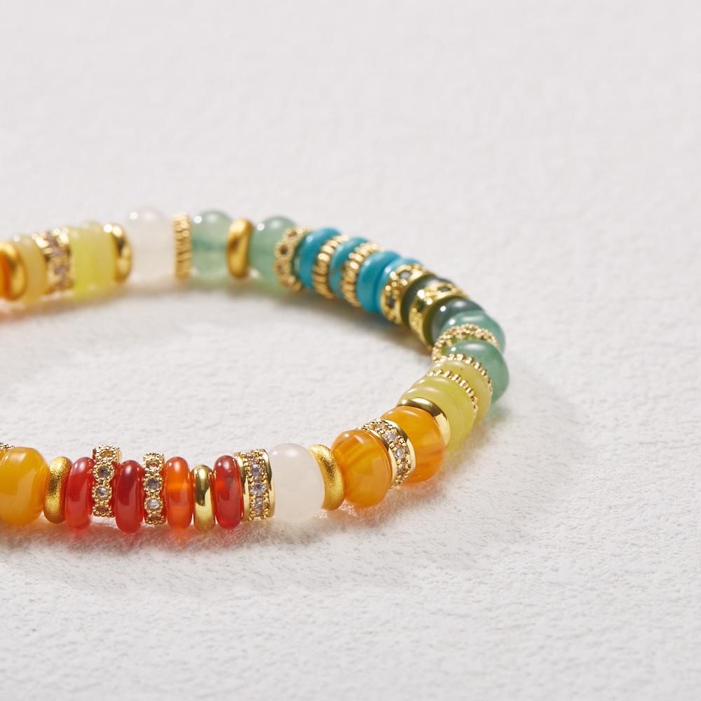 Natural Dopamine Natural Stone Bracelet for Women Rainbow Gold Diamond Multi-Gemstone High-End Texture Friendship Bracelet