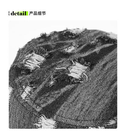 Spring Summer Denim Fisherman Hat for Women, Unique Trendy Distressed Sun Hat for Men, Korean Fashion Face-Slimming Bucket Hat