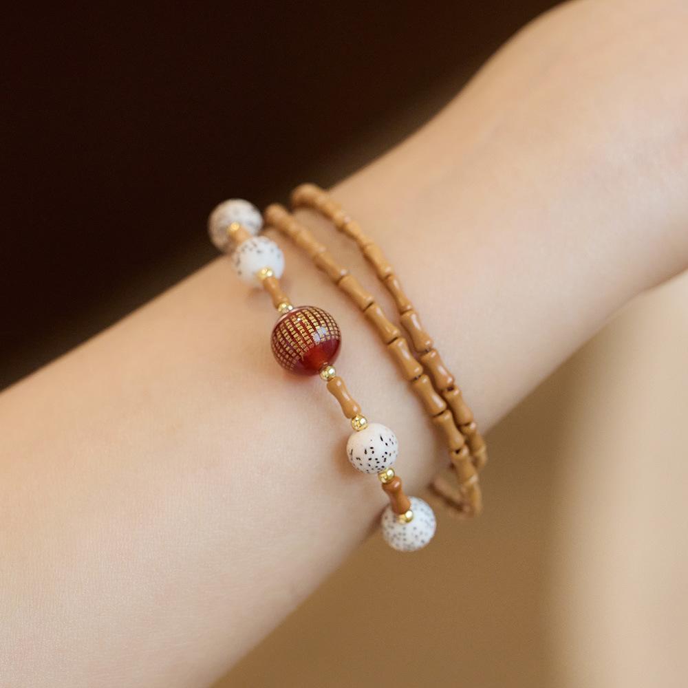 Nanhong Dream Bamboo Knot Olive Stone Bracelet Star Moon Bodhi Red Agate Heart Sutra Three-Circle Multi-Treasure Bracelet