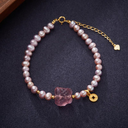 Natural Pearl Necklace for Women Purple Freshwater Pearl Pattern Bracelet High-end Feel Gift for Best Friend