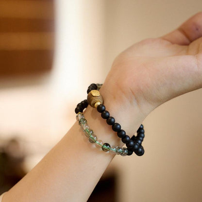 Agarwood Bracelet S925 Silver Five Strands White Crystal Double Circle Bracelet High-end Buddhist Bead Bracelet