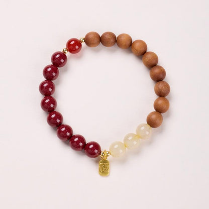 Three-in-One Twelve Zodiac Bracelet for Women Strawberry Crystal White Crystal Agarwood Multi-Gemstone Crystal Temple Bracelet