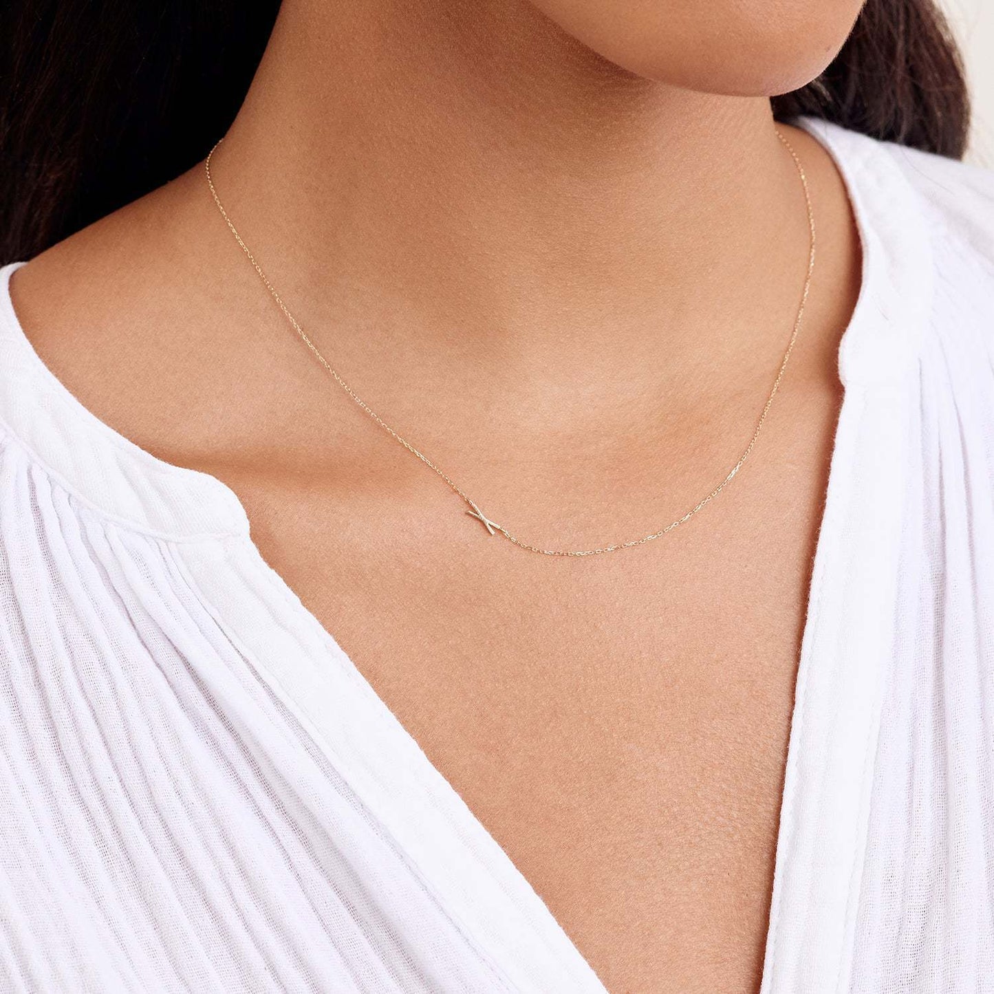 Titanium Steel High Color Retention 26 Letters Capital Initial Necklace for Women Clavicle Chain Gold Plated