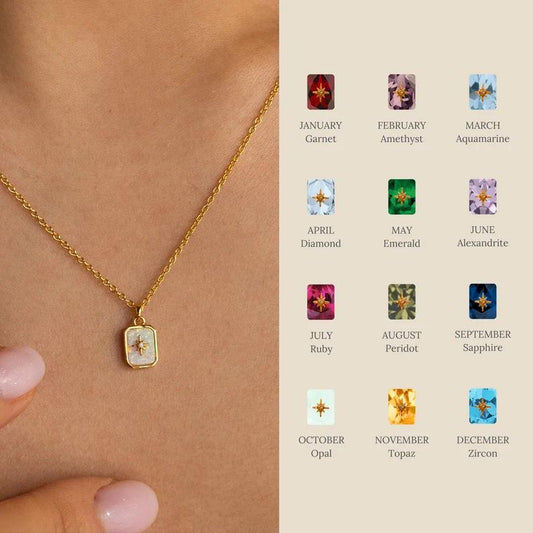 Titanium Steel High Color Retention European and American New North Star Birthstones Necklace 12 Birthday Crystal XINGX Clavicle Pendant Necklace