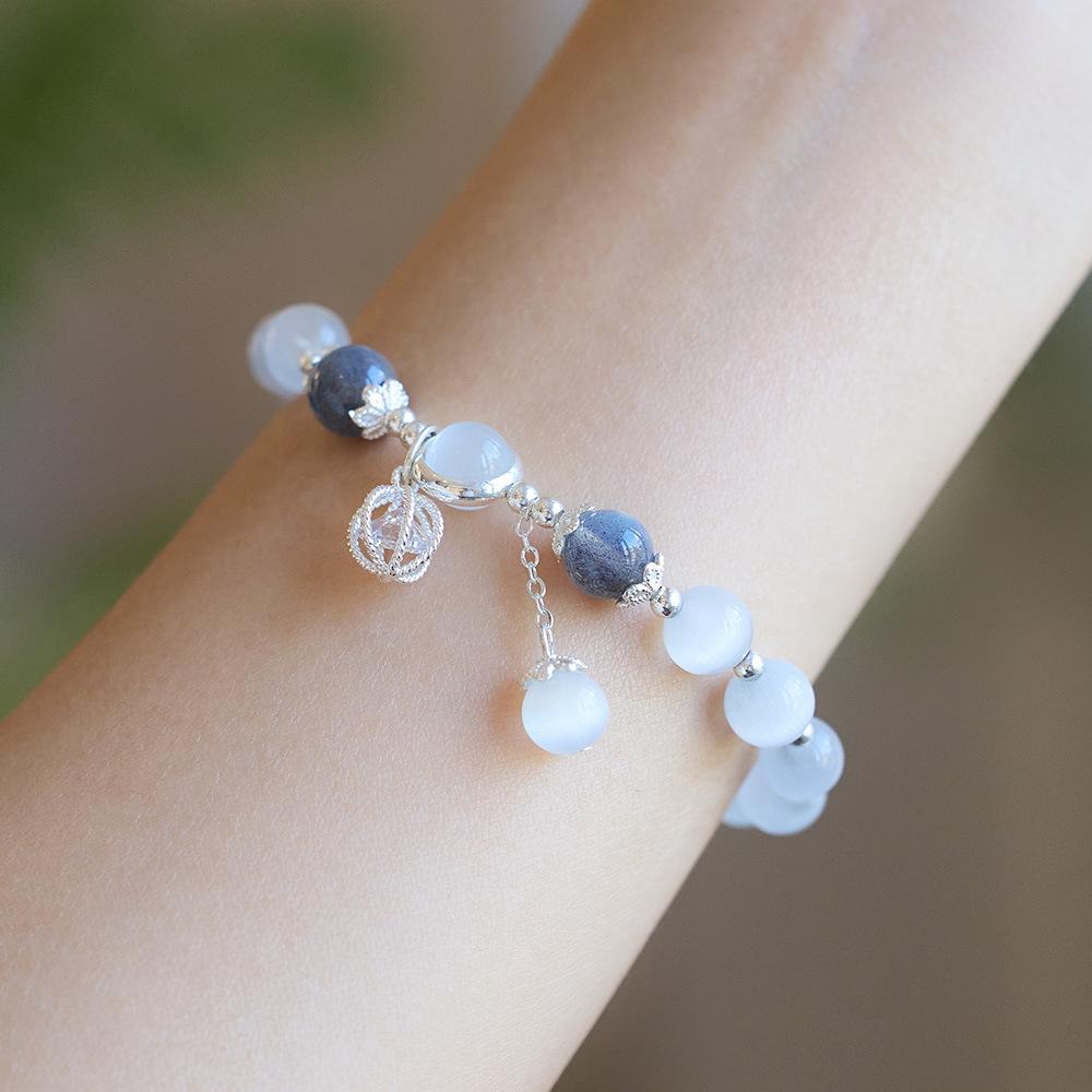 Cat's Eye Stone Bracelet for Women, Ins Niche Design, Simple Crystal Jewelry, Moonstone Bracelet, Best Friend Gift