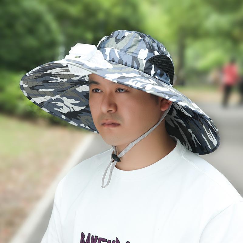 Summer Rechargeable Multi-Fan Hat Pastoral Outdoor Play Work Travel Sunshade Face Shield Wide Brim Sun Hat