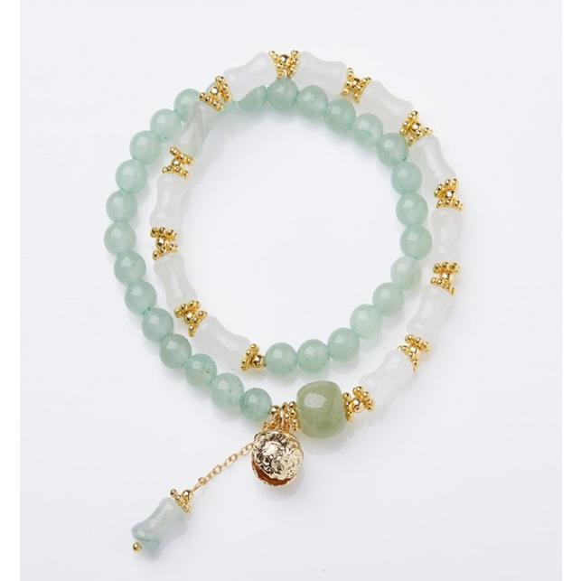Natural Tianshan Jade Bamboo Knot Bracelet for Women Wallet Drum Money Bag Golden Silk Jade High-end Feel Bestie Bracelet Gift