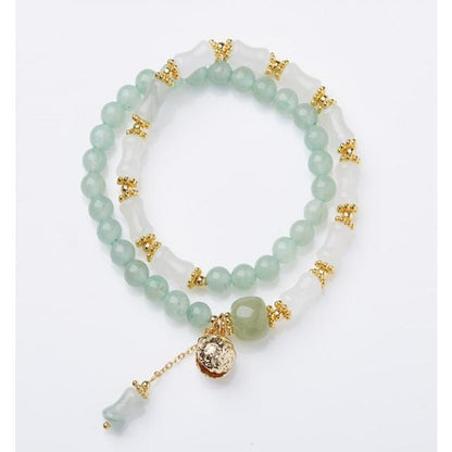 Natural Tianshan Jade Bamboo Knot Bracelet for Women Wallet Drum Money Bag Golden Silk Jade High-end Feel Bestie Bracelet Gift
