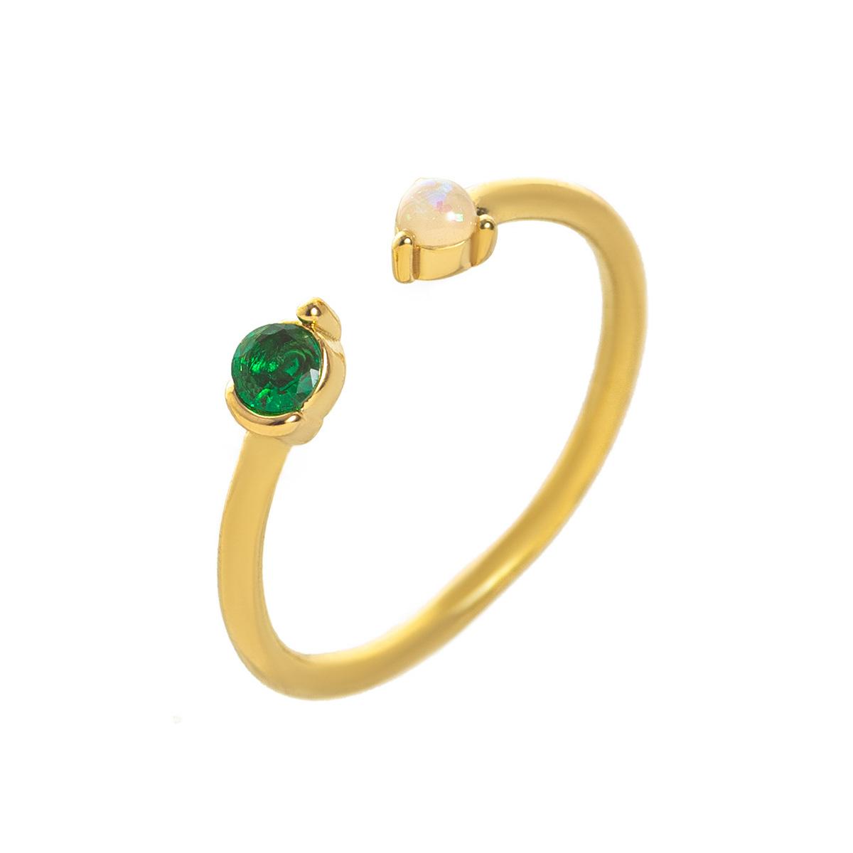 Titanium Steel Color-Retaining Natural Opal Color Zircon December Birthstone Ring Plain Band December Birthstone Plated with 18K Gold