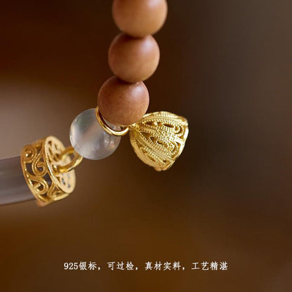 New Chinese Style Milky Fragrance Barbie Sandalwood Bracelet Semi Raw Smoke Purple S925 Silver Chalcedony Agate Double Combination High-end Bracelet