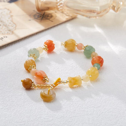Natural Xinjiang Golden Silk Jade Bracelet for Women, Wish Ring, Peace Buckle, Colorful Jade Bracelet, Gift for Best Friend