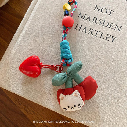 New Cartoon Doll Heart-shaped Lanyard Hanging Ornament Sweet Cute Keychain Bag Pendant Adjustable Lanyard