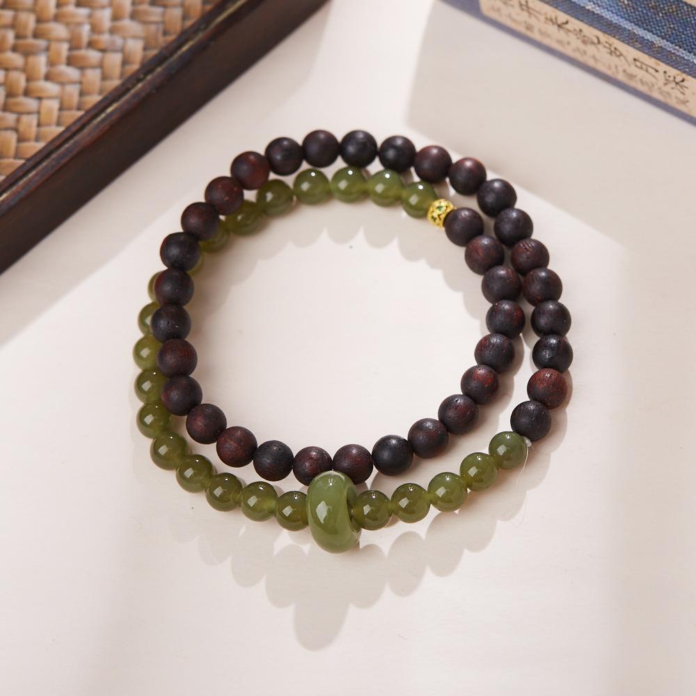 Natural Hainan Descending True Bracelet Hetian Jade Double Layer Bracelet Taoist Temple Incense Chicken Bone Incense Myanmar Descending True Incense