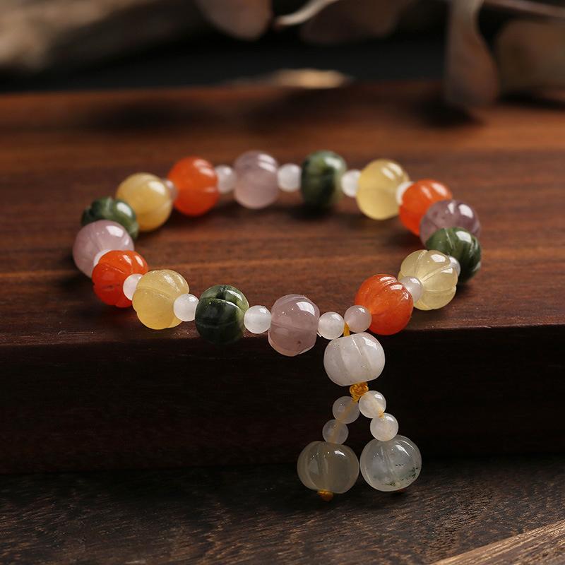 Temple Natural Xinjiang Pumpkin Beads Bracelet Couple Retro Ethnic Style Gourd Pumpkin Jinsi Jade Bracelet