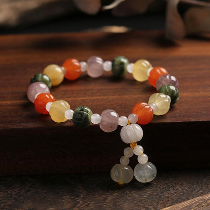 Temple Natural Xinjiang Pumpkin Beads Bracelet Couple Retro Ethnic Style Gourd Pumpkin Jinsi Jade Bracelet