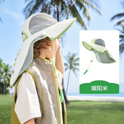 KK Tree Children's Sun Hat UV Protection Boys Girls Wide Brim Sunshade Baby Sun Hat 2025 New Model