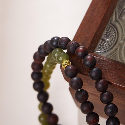 Natural Hainan Descending True Bracelet Hetian Jade Double Layer Bracelet Taoist Temple Incense Chicken Bone Incense Myanmar Descending True Incense