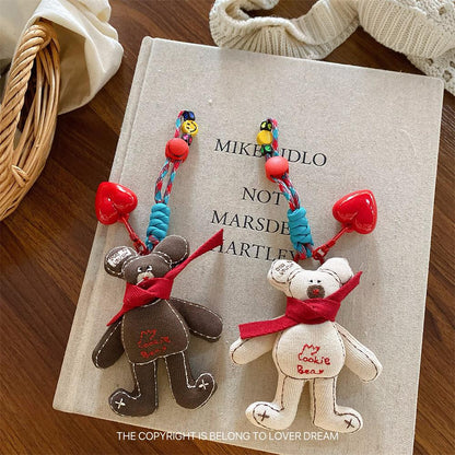 New Cartoon Doll Heart-shaped Lanyard Hanging Ornament Sweet Cute Keychain Bag Pendant Adjustable Lanyard